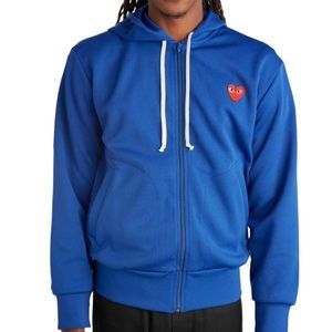 Comme Des Garcons Play Zip Up Hoodie Blue Medium